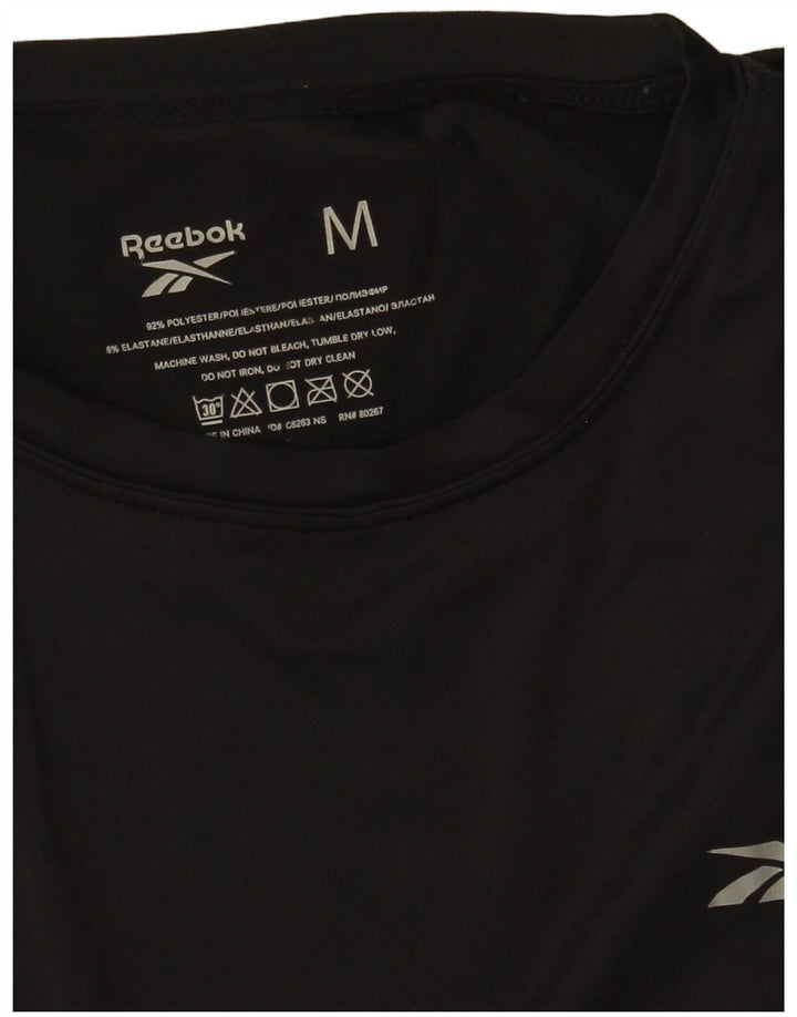 T-shirt Reebok da uomo Top media nera in poliestere