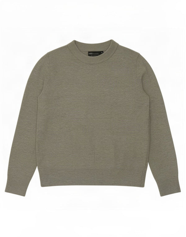 Maglione maglione girocollo da donna Marks & Spencer UK 6 XS poliestere verde