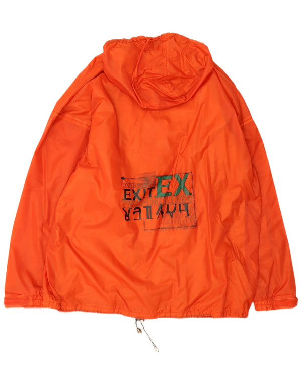Giacca a vento con cappuccio grafica da uomo vintage UK 42 XL Orange Sports