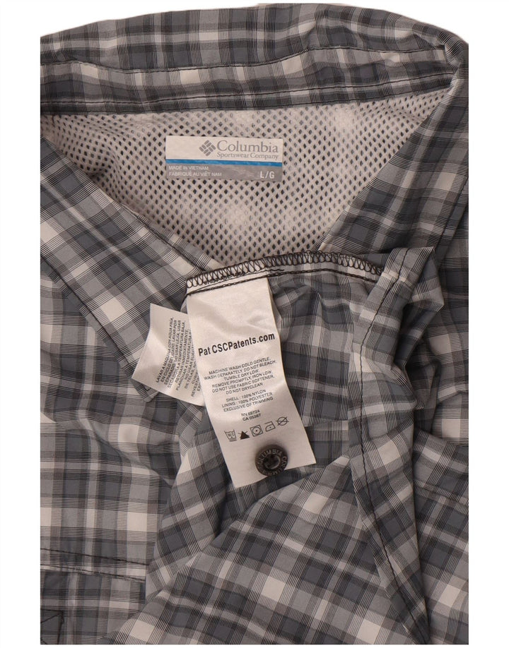 Camicia da uomo Columbia in nylon a quadri grigi grandi
