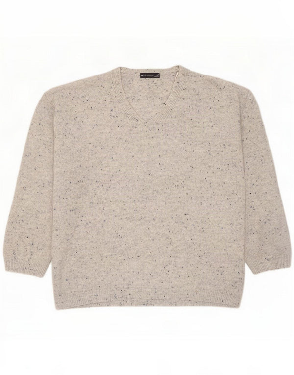 Marks & Spencer Maglione da donna con scollo a V UK 14 Grigio medio chiazzato
