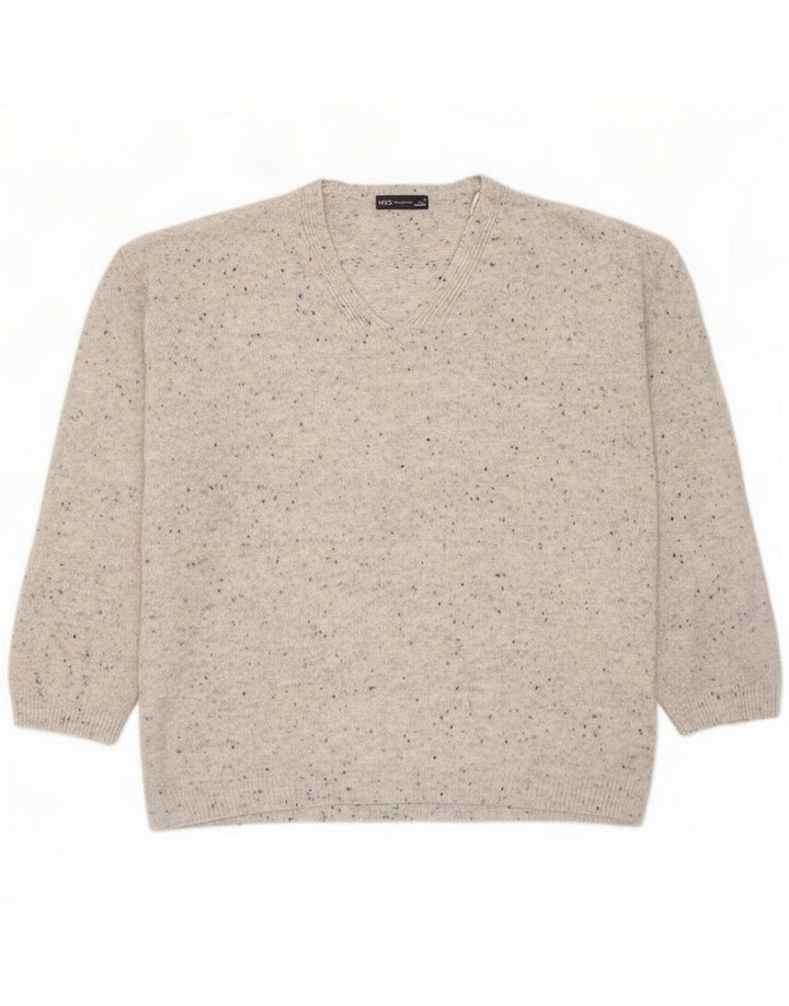 Marks & Spencer Maglione da donna con scollo a V UK 14 Grigio medio chiazzato