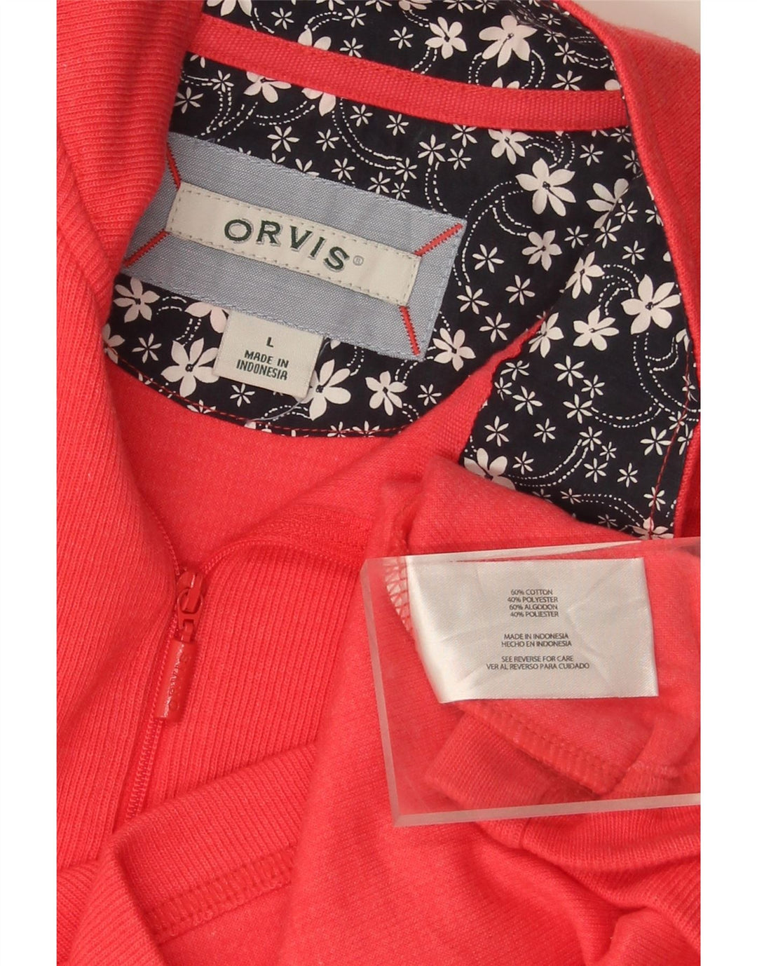 ORVIS Womens Zip Neck Jumper Sweater UK 16 Large Red Cotton Vintage Orvis and Second-Hand Orvis from Messina Hembry 