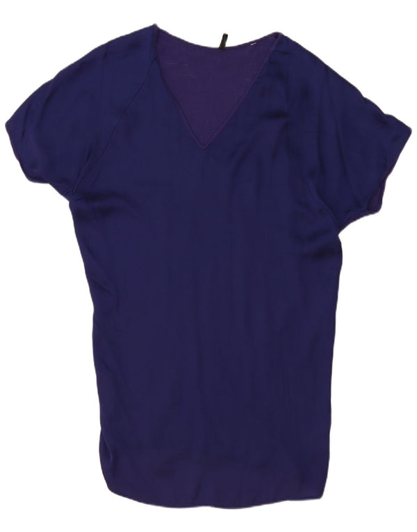Abito basic da donna Benetton vestibilità rilassata UK 14 Viscosa medio blu navy