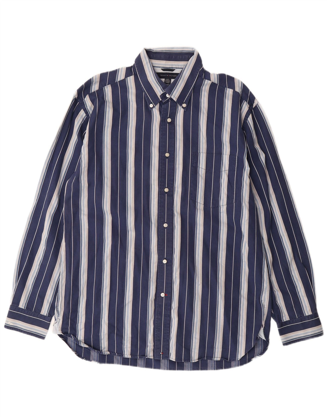 TOMMY HILFIGER Camicia da uomo grande in cotone a righe blu navy