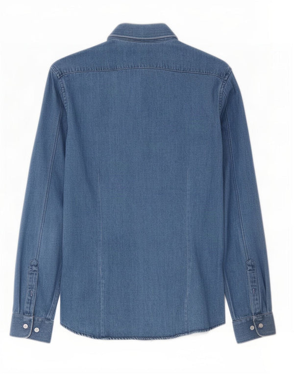 Camicia in denim slim fit da uomo Reiss piccola in cotone blu