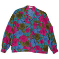 Camicetta camicia vintage da donna UK 16 Grande poliestere floreale multicolore