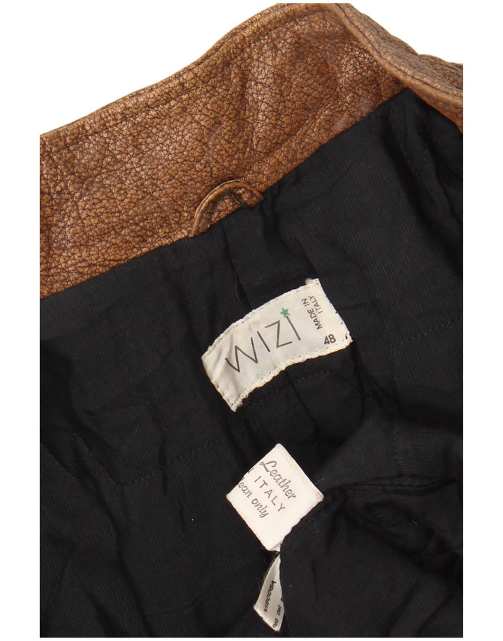 Giacca bomber da uomo vintage in pelle IT 48 in pelle marrone medio