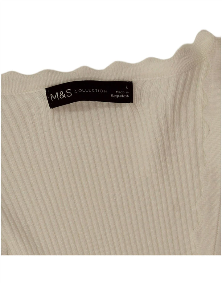 T-shirt da donna Marks & Spencer Top UK 16 Large bianca in viscosa
