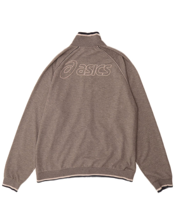 Asics Mens Graphic Tracksuit Top Jacket XL Grey Polyester Sports
