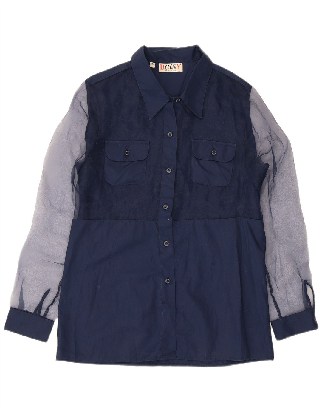 Camicia da donna VINTAGE UK 14 Poliestere color block medio blu navy
