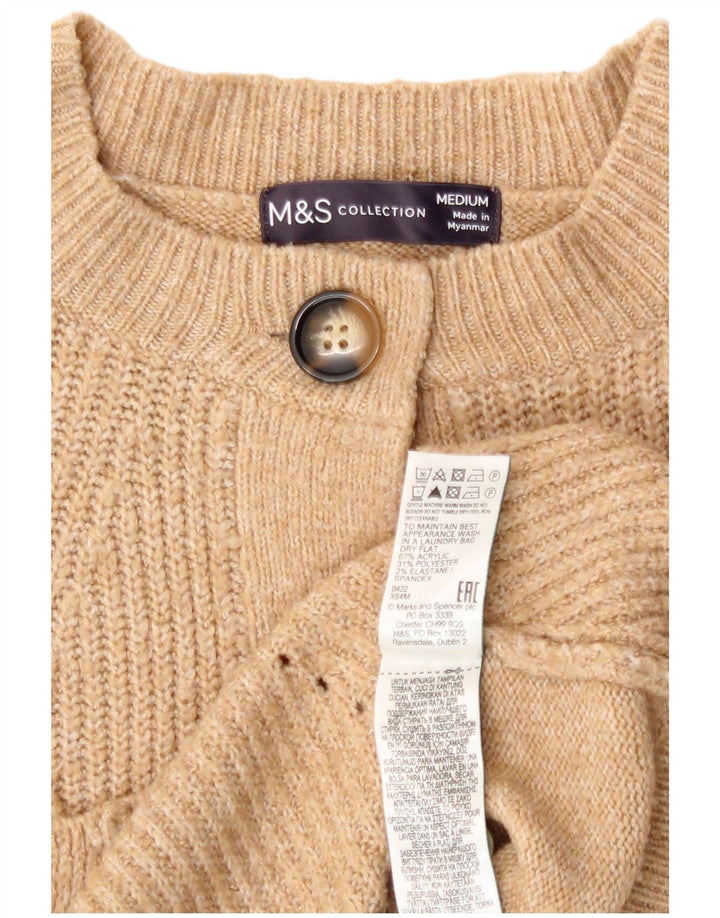Maglione cardigan da donna Marks & Spencer UK 14 Acrilico marrone medio