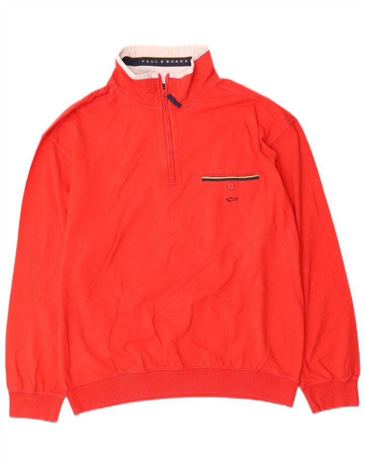 Felpa da uomo con collo con zip Paul & Shark, piccola, in cotone rosso