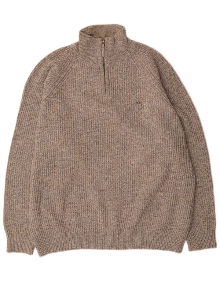 Maglione Kappa da uomo con zip e collo XL in lana grigia