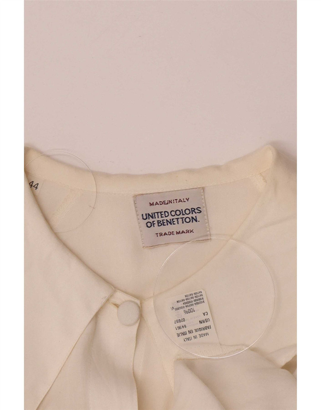 Camicetta Camicia Oversize da Donna Benetton IT 44 Viscosa Bianco Sporco Medio