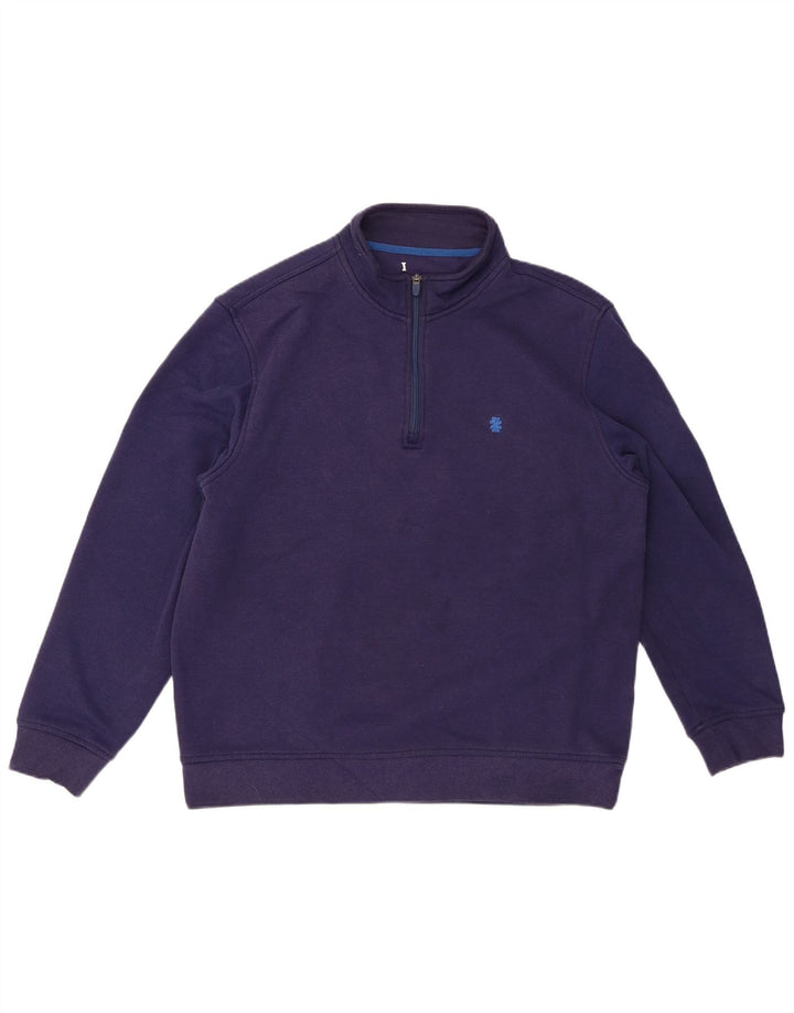 ADVANTAGE Felpa da uomo con collo con zip, maglione grande, blu navy, in poliestere