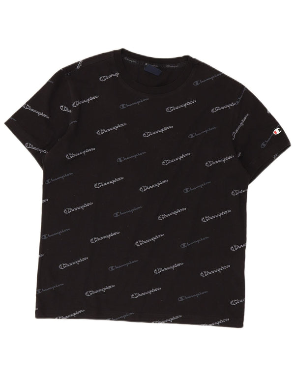 T-shirt grafica da uomo Champion Top piccola in cotone nero