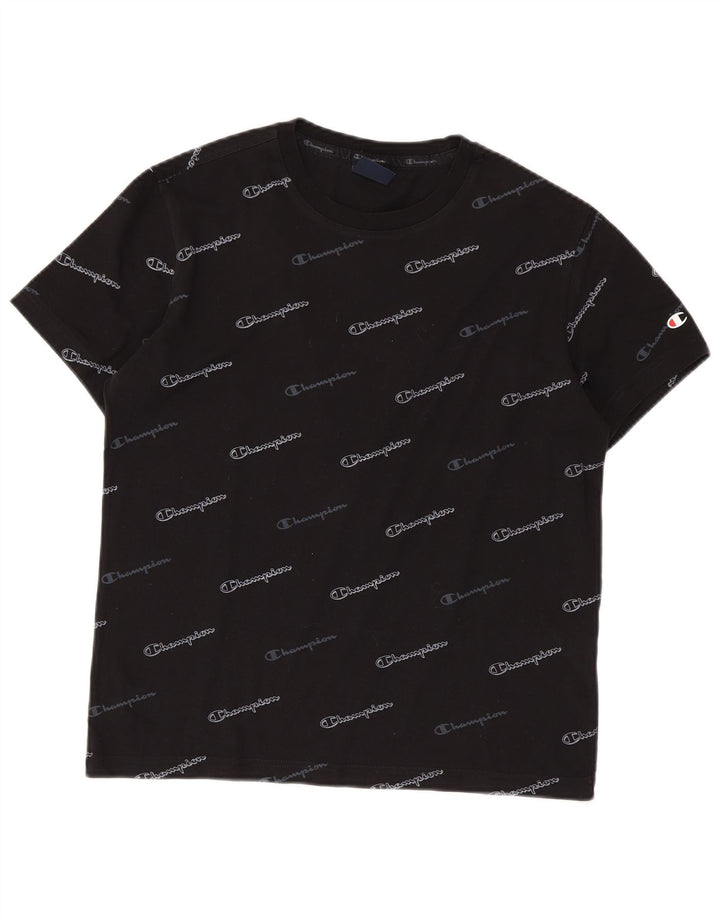 T-shirt grafica da uomo Champion Top piccola in cotone nero