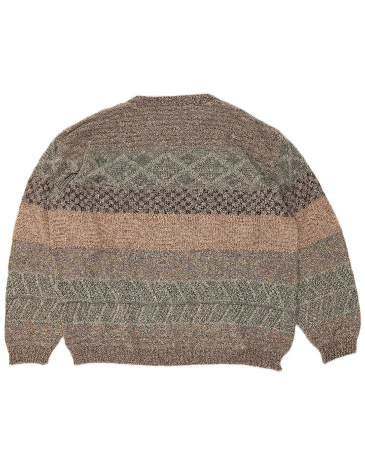 Maglione maglione girocollo da uomo Darwin taglia 52 grande a righe multicolore
