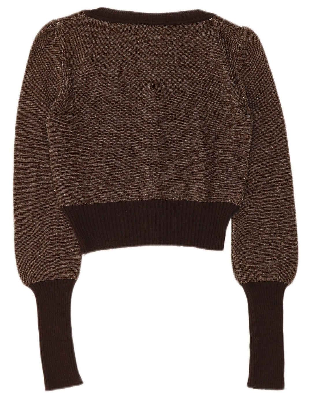 Max & Co. Maglione cardigan corto da donna UK 12 Blocco colore marrone medio