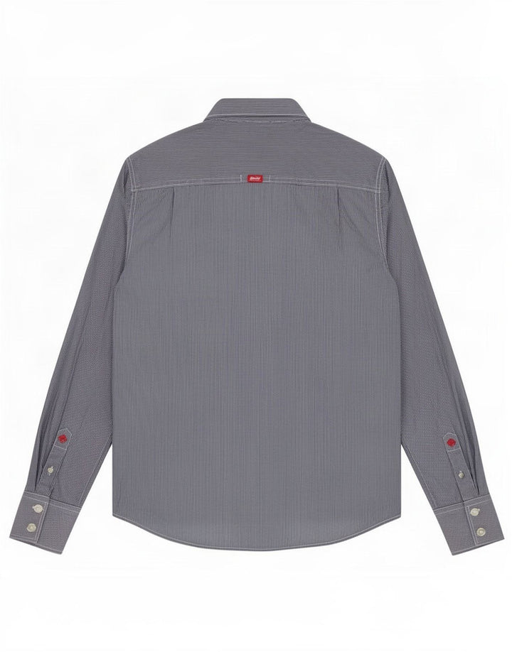 Camicia da uomo Superdry media cotone gessato blu navy
