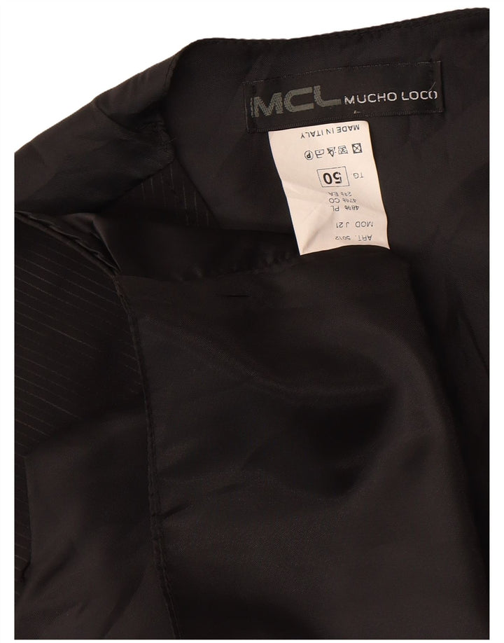 Gilet Uomo Vintage IT 50 Medio Nero Gessato Poliestere