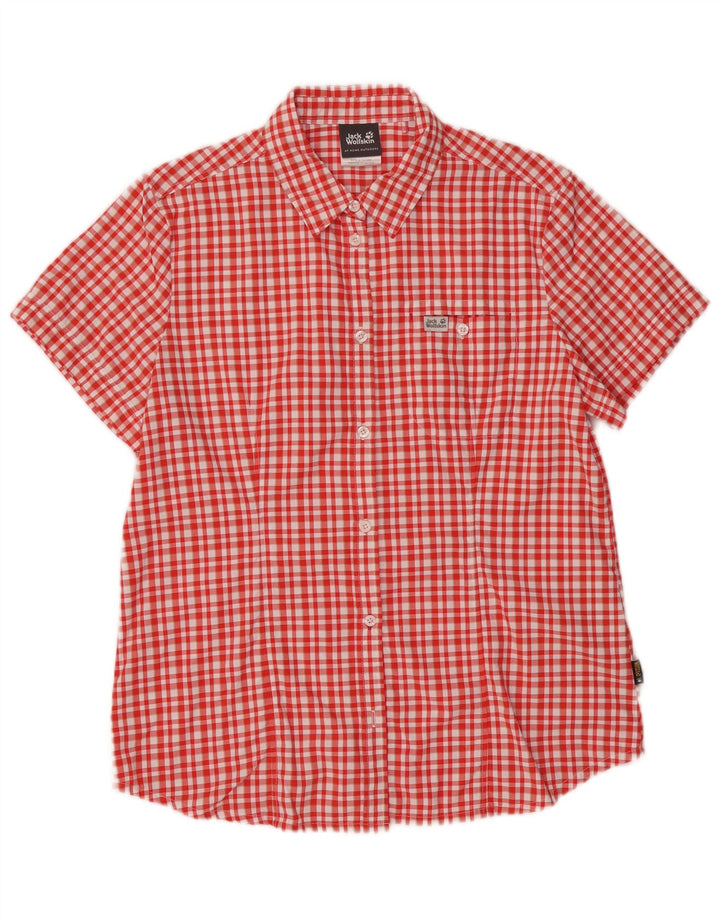 Camicia a maniche corte da donna Jack Wolfskin UK 16 Poliammide a quadri rossi grandi