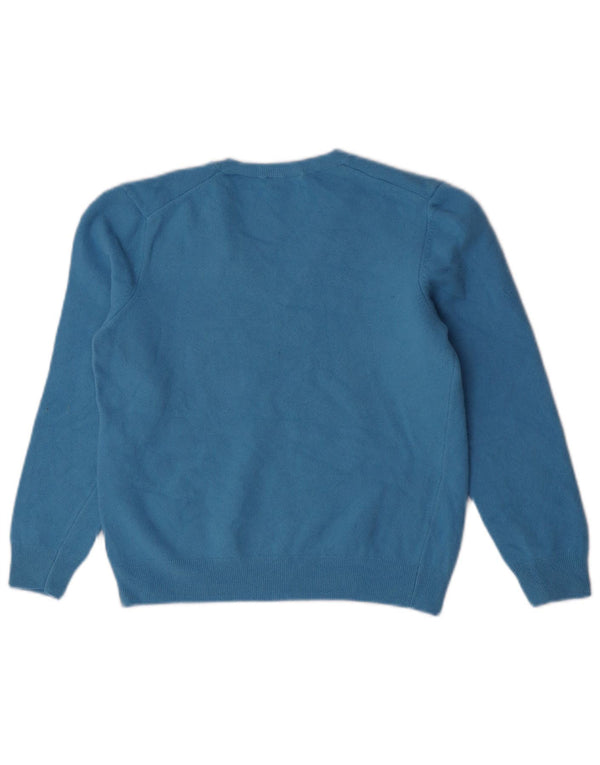 Maglione Corto Scollo V Bambina Benetton 12-13 Anni XL Lana Blu