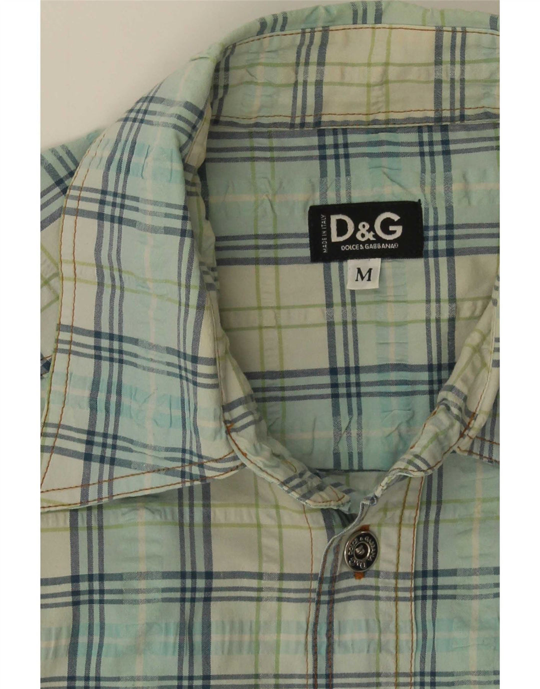 Dolce & Gabbana Camicia a maniche corte da uomo a quadri blu medio
