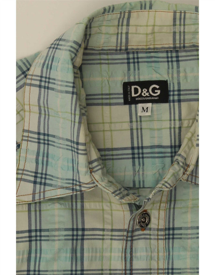 Dolce & Gabbana Camicia a maniche corte da uomo a quadri blu medio