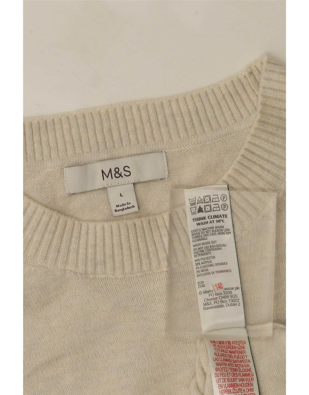Canotta da donna Marks & Spencer UK 16 grande bianco sporco chiazzato