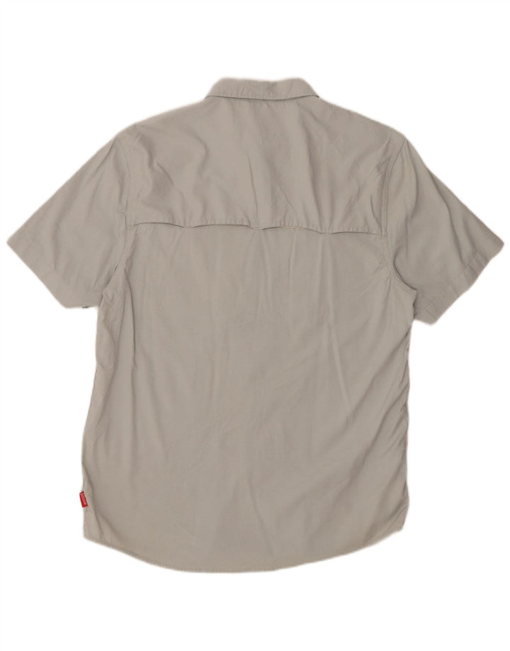 Camicia vintage da uomo a maniche corte grande in cotone grigio