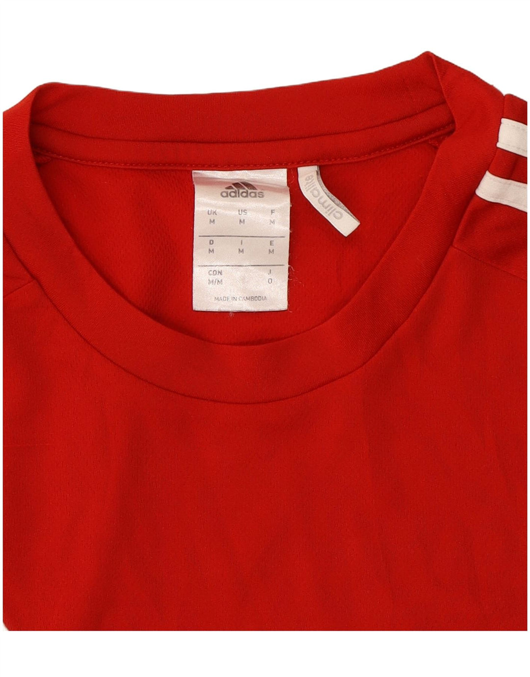 ADIDAS Mens Climalite T-Shirt Top Medium Red Colourblock Polyester