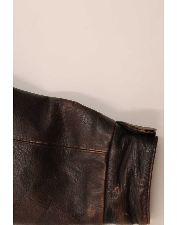 Giacca in pelle vintage da uomo IT 48 Marrone medio