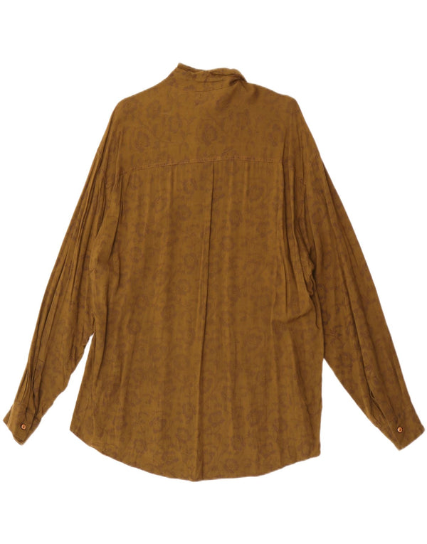 Camicia vintage da uomo XL in viscosa floreale kaki