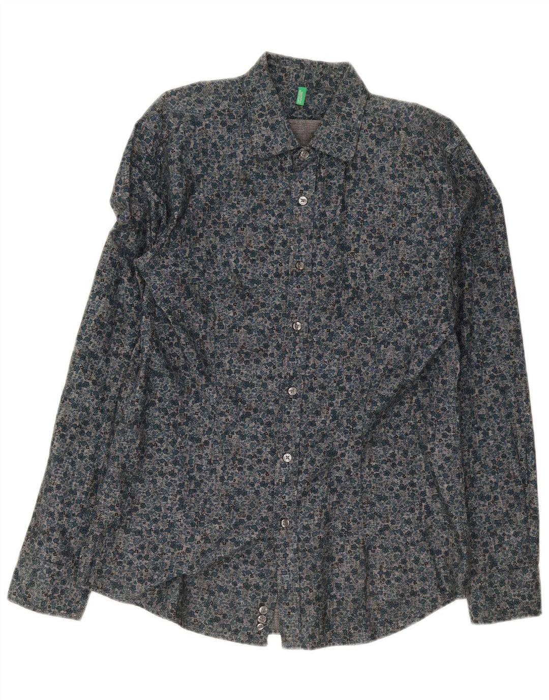 Camicia Benetton Uomo XL Cotone Floreale Blu Navy