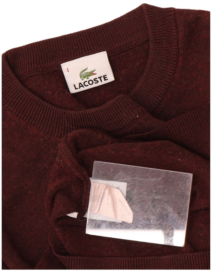 LACOSTE Maglione girocollo da uomo taglia 4 lana chiazzata marrone medio medio