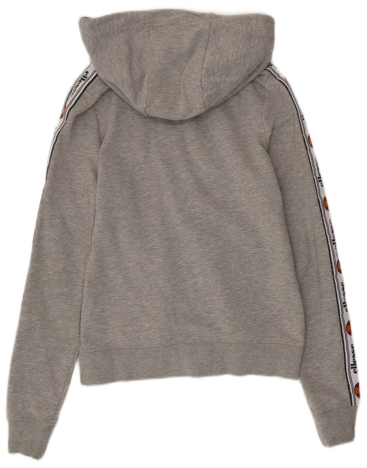 ELLESSE Maglione con cappuccio e zip grafica da donna UK 4 XS Cotone grigio