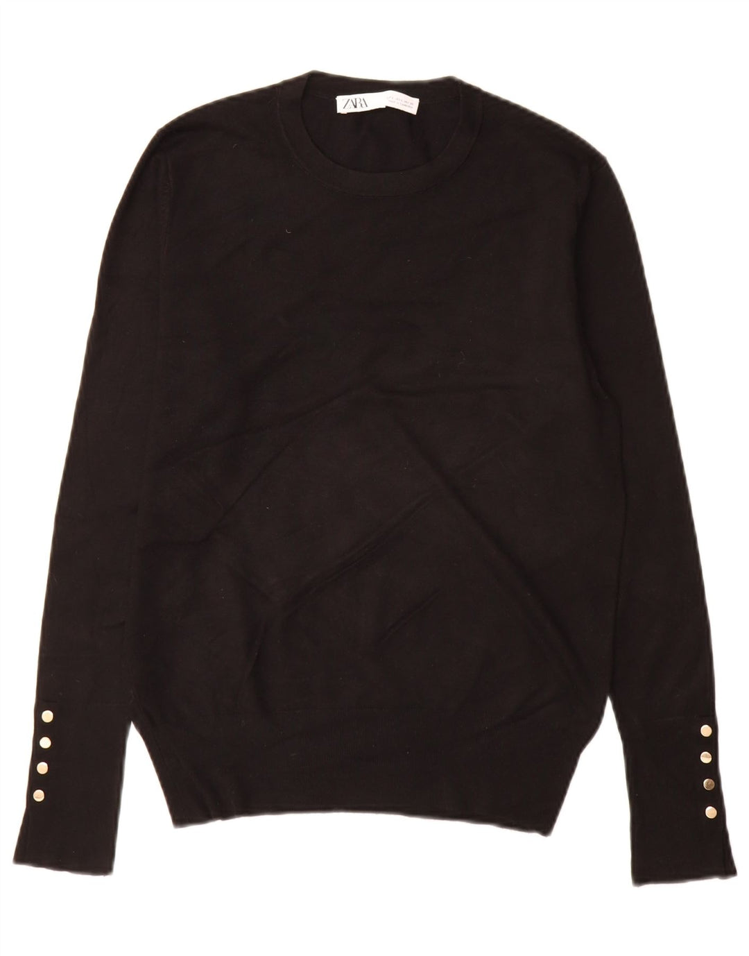Maglione maglione girocollo da donna Zara UK 14 grande nero