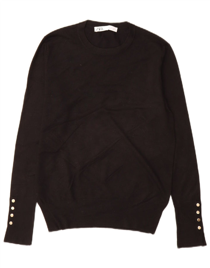 Maglione maglione girocollo da donna Zara UK 14 grande nero