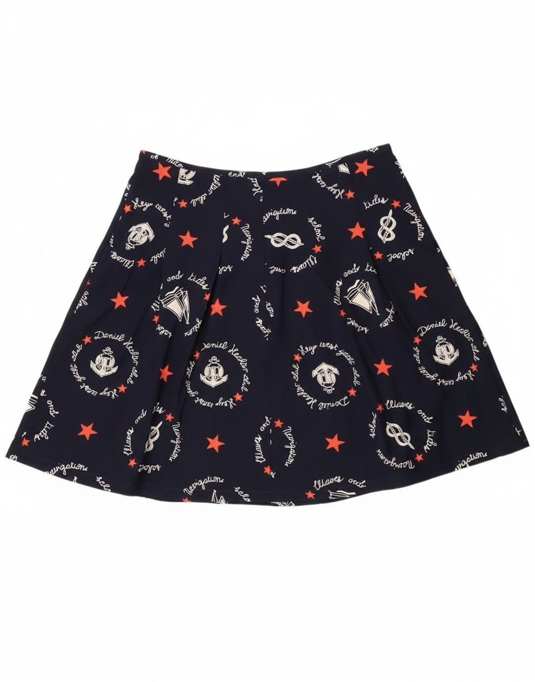 Gonna a trapezio con grafica vintage da donna W30 medio blu navy geometrico