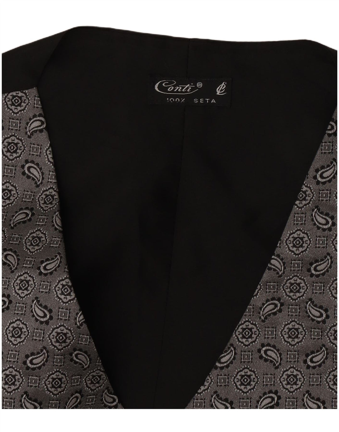 Gilet vintage da uomo piccolo in seta cachemire grigia