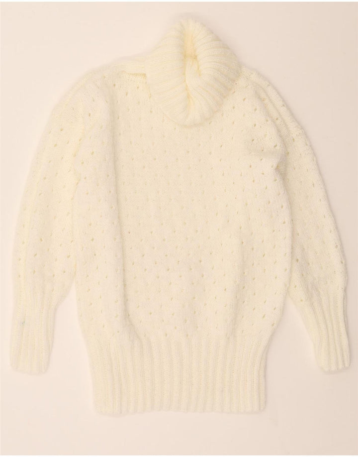 VINTAGE Womens Roll Neck Jumper Sweater UK 16 Large White Vintage Vintage and Second-Hand Vintage from Messina Hembry 