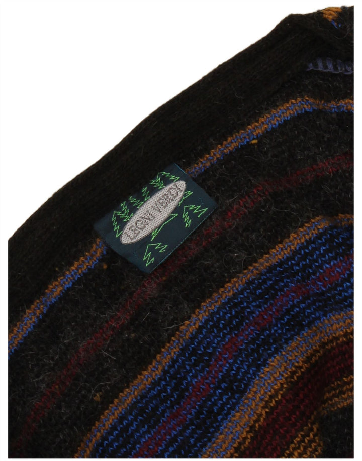 Gilet vintage da uomo in maglia grande geometrico multicolore