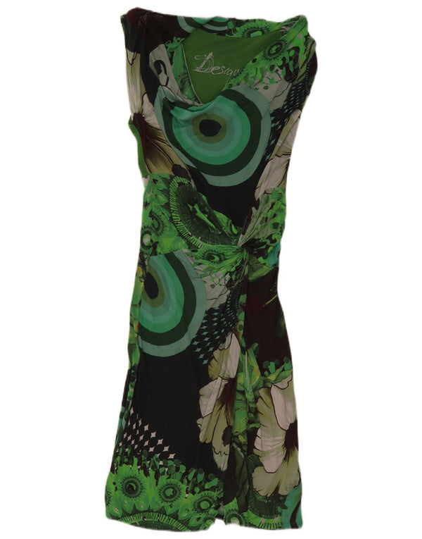 Desigual Abito da donna senza maniche con grafica a trapezio UK 6 XS Verde geometrico