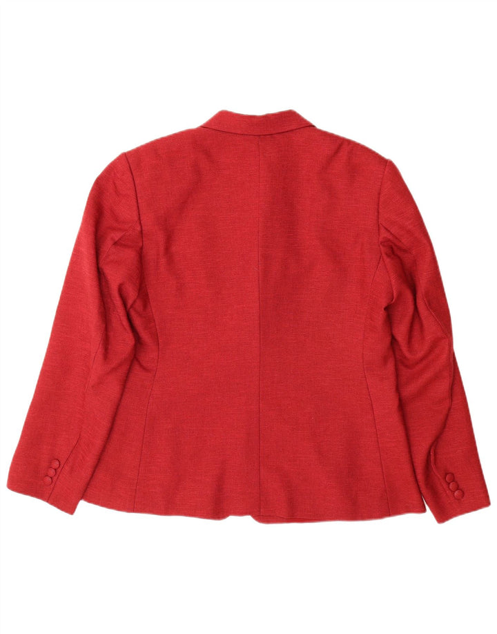 Giacca blazer a 3 bottoni da donna VINTAGE UK 14 grande rossa screziata