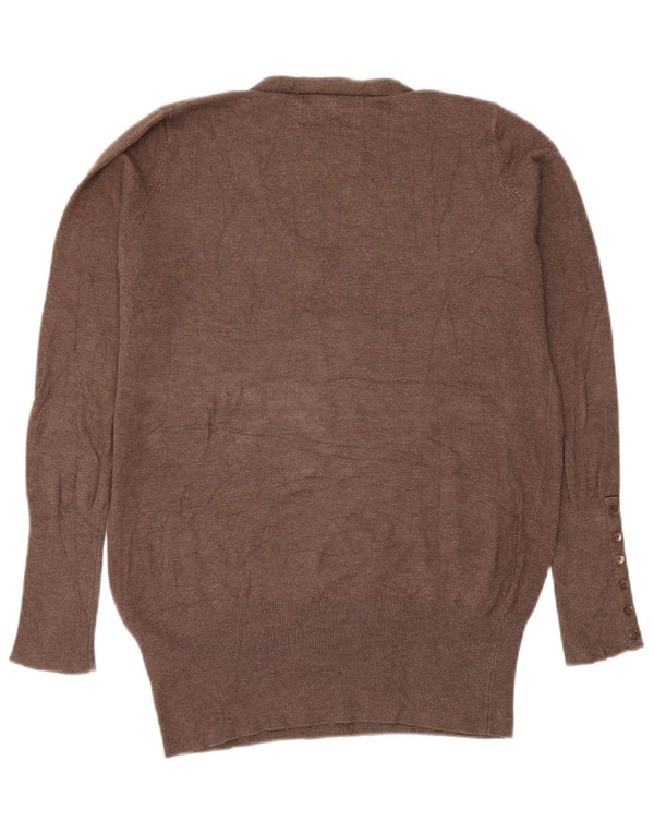 Maglione Zara da donna con scollo a V UK 14 Large Rayon marrone