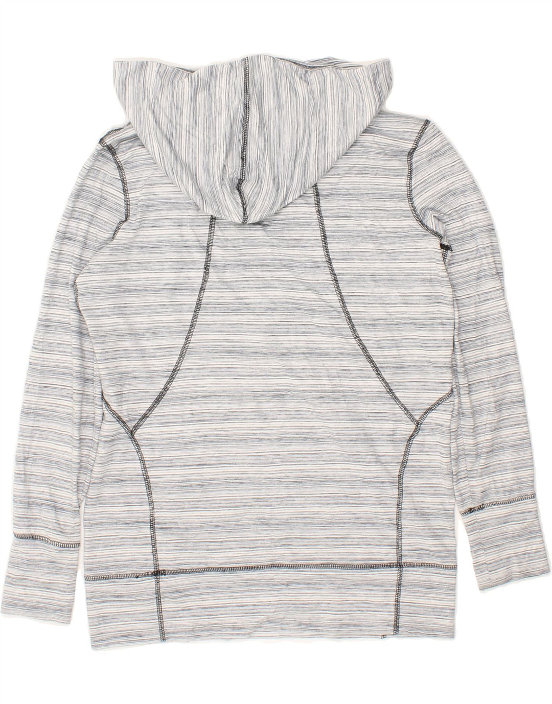 CHAMPION Womens Hoodie Jumper UK 14 Medium Grey Striped Polyester Vintage Champion and Second-Hand Champion from Messina Hembry 