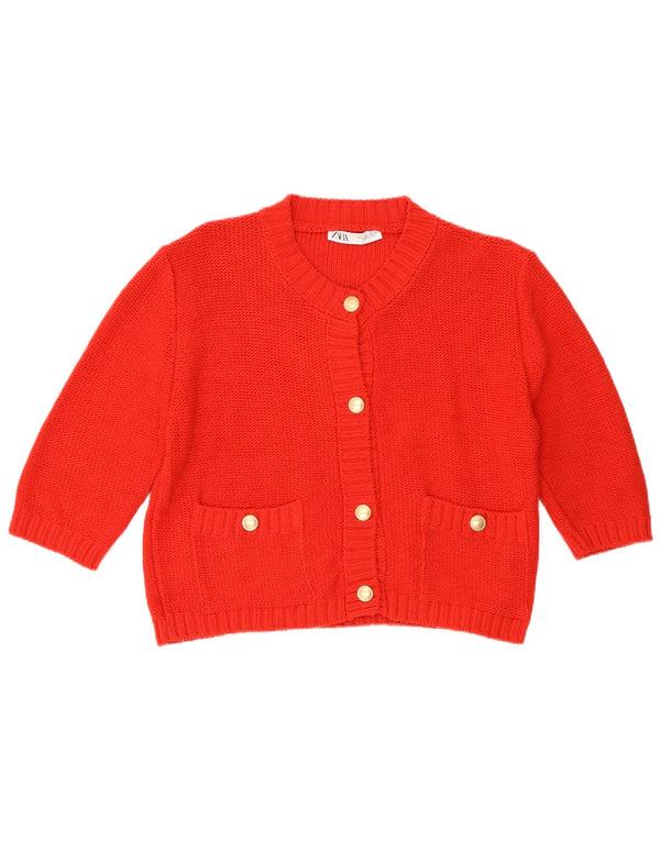 Maglione cardigan corto con maniche a 3/4 da donna Zara UK 16 grande rosso
