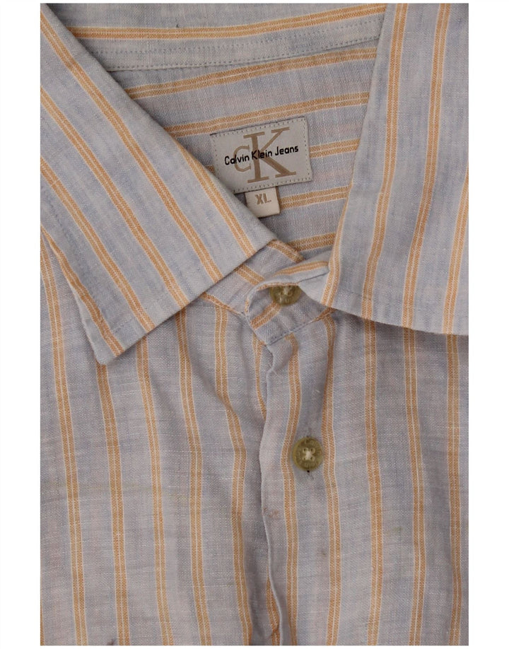 Camicia a maniche corte da uomo Calvin Klein Jeans XL a righe grigie